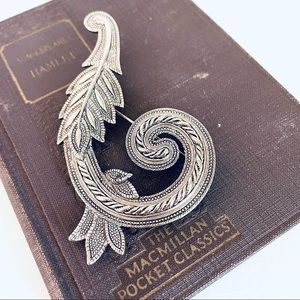 Vintage Jonette JJ silver Floral Brooch signed